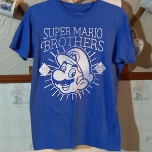 Super Mario Brothers Nintendo tee shirt blue med
